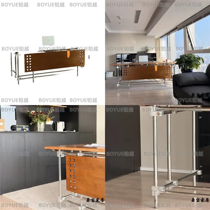 L Shaped Desk Setup - โต๊ะทำงานไม้เนื้อแข็งสไตล์บาวเฮาส์แบบเรโทรอุตสาหกรรม สำหรับใช้ในบ้าน สำนักงาน หรือการตั้งค่าเล่นเกม พร้อมดีไซน์มินิมอล