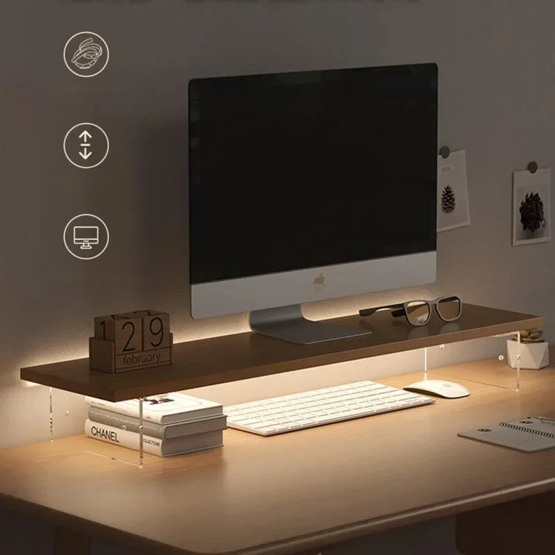 L Shaped Desk Setup - จอคอมพิวเตอร์โต๊ะต่ําสํานักงานเดสก์ท็อปหน้าจอความสูงชั้นวางอะคริลิระงับระบบจัดเก็บข้อมูลคอมพิวเตอร์สํานักงาน