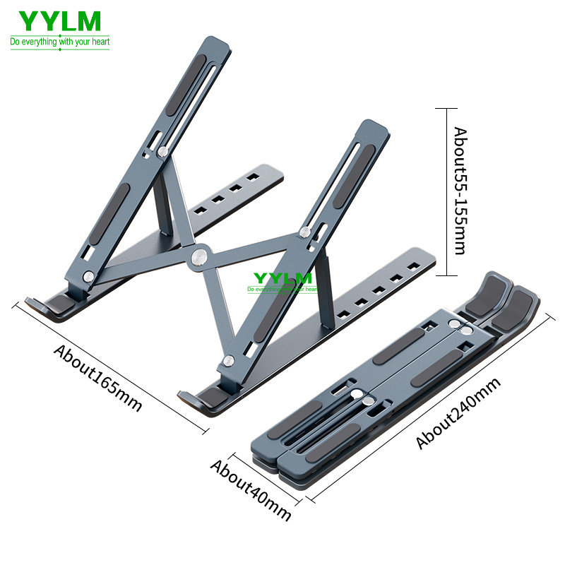 Desk Setup Pink - YYLM N3 ขาตั้งแล็ปท็อปแบบพกพาอลูมิเนียมพับขาตั้งโน้ตบุ๊คสําหรับแล็ปท็อปขนาด 10-15.6 นิ้วสําหรับใช้งานร่วมกับ MacBook
