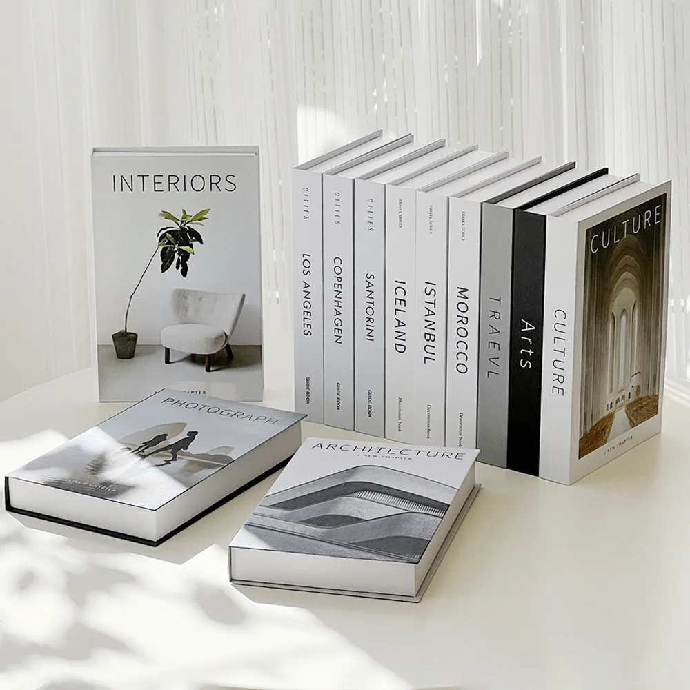 Desk Setup Minimalist - Minimalist Modern ตกแต่งหนังสือปลอม Props สําหรับห้องนั่งเล่นตกแต่งบ้าน Modern