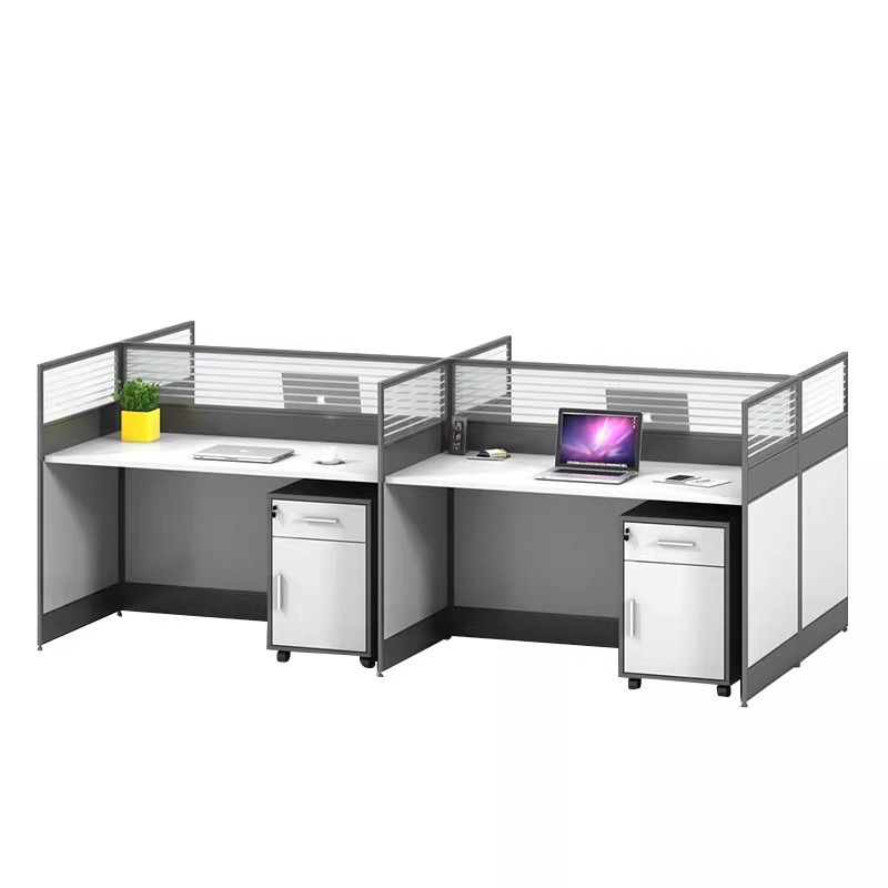 L Shaped Desk Setup - โต๊ะทำงานสำนักงานสีขาวสำหรับ 2 4 หรือ 6 คน