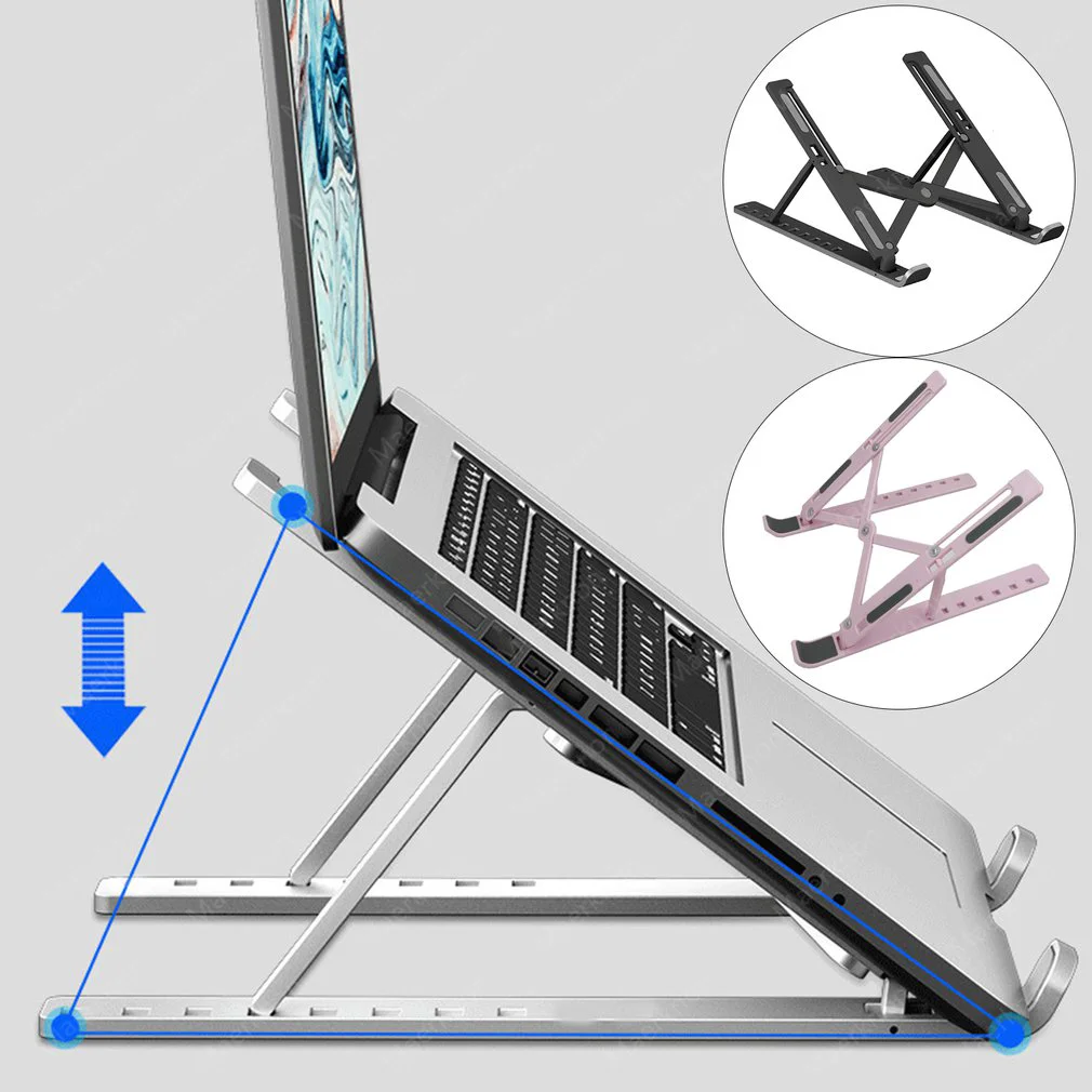 Desk Setup Macbook - ขาตั้งแล็ปท็อปแบบพับได้แบบพกพาปรับได้ วัสดุ ABS ที่วางโน้ตบุ๊คสำหรับ Macbook Air