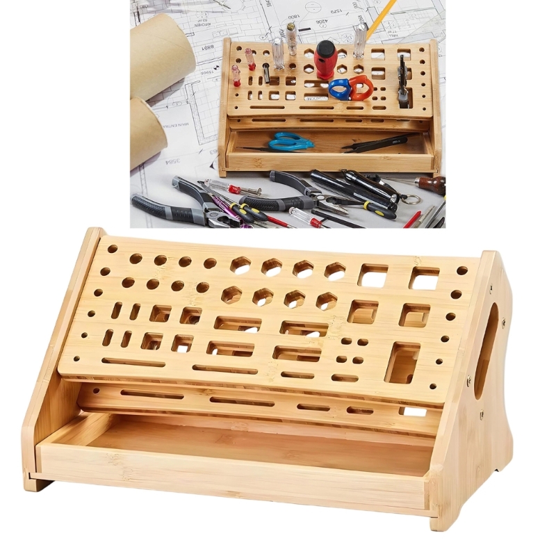 Desk Setup Needs - K1AE ไม้ธรรมชาติชั้นวางของไม่จำเป็นต้องประกอบ 30 วินาทีการตั้งค่าขนาดกะทัดรัด 31X17X16.5 ซม.สำหรับห้องครัวโต๊ะห้องนอน