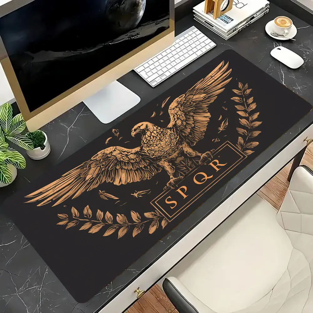Desk Room Setup - แผ่นรองโต๊ะสีน้ำตาลทองดำ อุปกรณ์ตกแต่งภายในสำนักงาน แผ่นรองเมาส์ขนาดใหญ่ แผ่นรองเล่นเกม ตกแต่งห้อง แผ่นรองเล่น