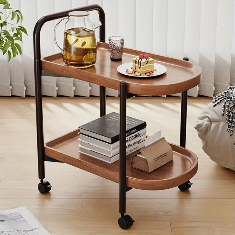 Desk Setup Minimalist - โต๊ะข้างแบบมีล้อสไตล์นอร์ดิก โต๊ะโซฟาพร้อมล้อเลื่อน - เหมาะสำหรับการตกแต่งบ้านสไตล์โมเดิร์นและการจัดเก็บ