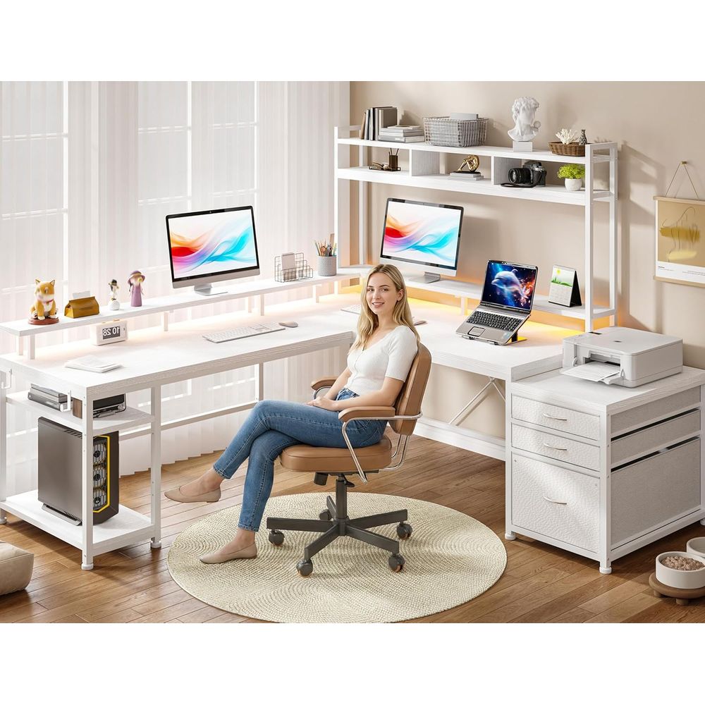 โต๊ะทำงานรูปตัว L ขนาด 104 นิ้ - L Shaped Desk Setup บทวิจารณ์และราคา