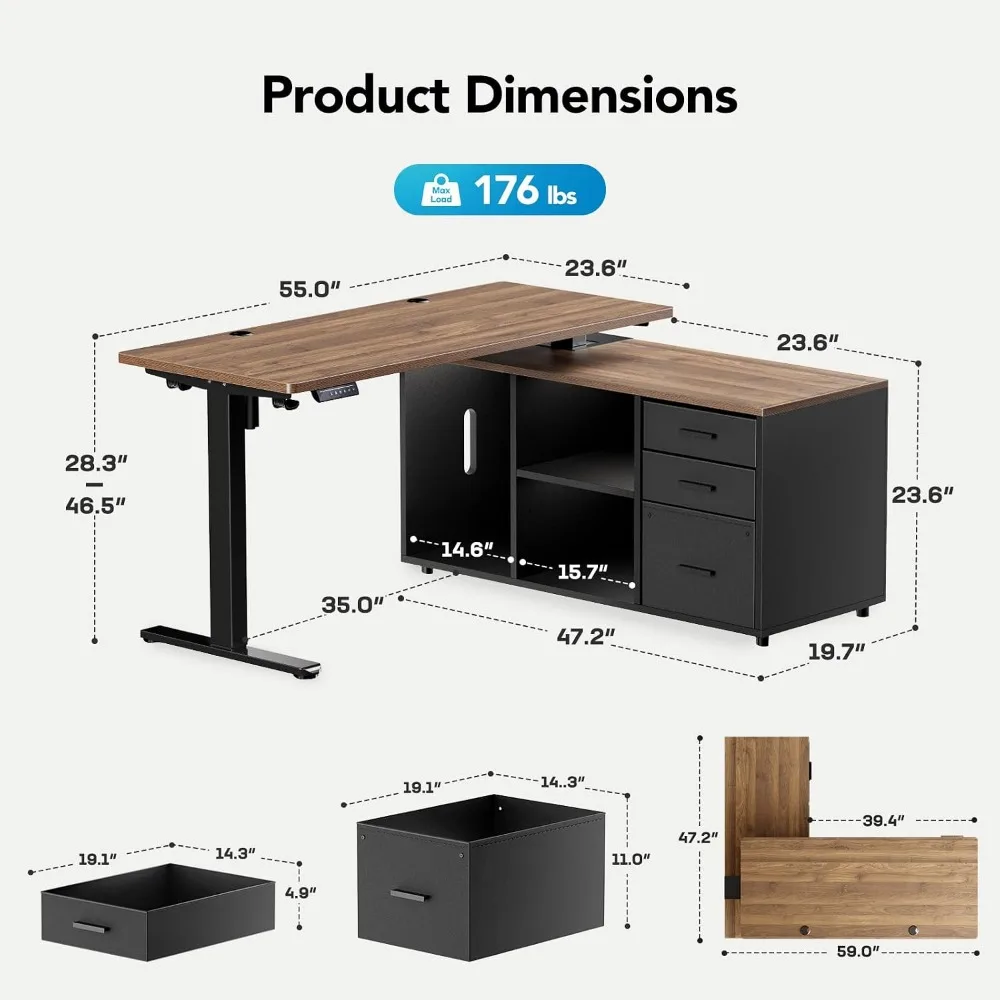 HUANUO โต๊ะทำงานทรงตัว L ขนาด  - L Shaped Desk Setup บทวิจารณ์และราคา