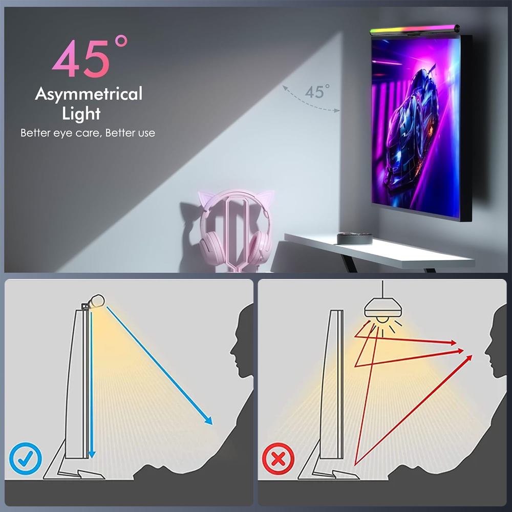 โคมไฟแขวนหน้าจอ ไฟ LED สำหรับจ - Desk Room Setup บทวิจารณ์และราคา