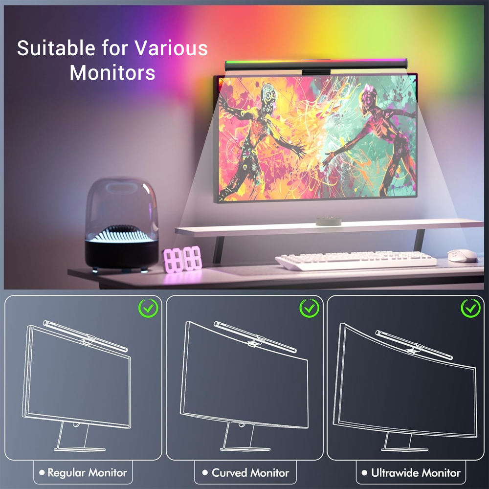 โคมไฟแขวนหน้าจอ ไฟ LED สำหรับจ - Desk Room Setup บทวิจารณ์และราคา