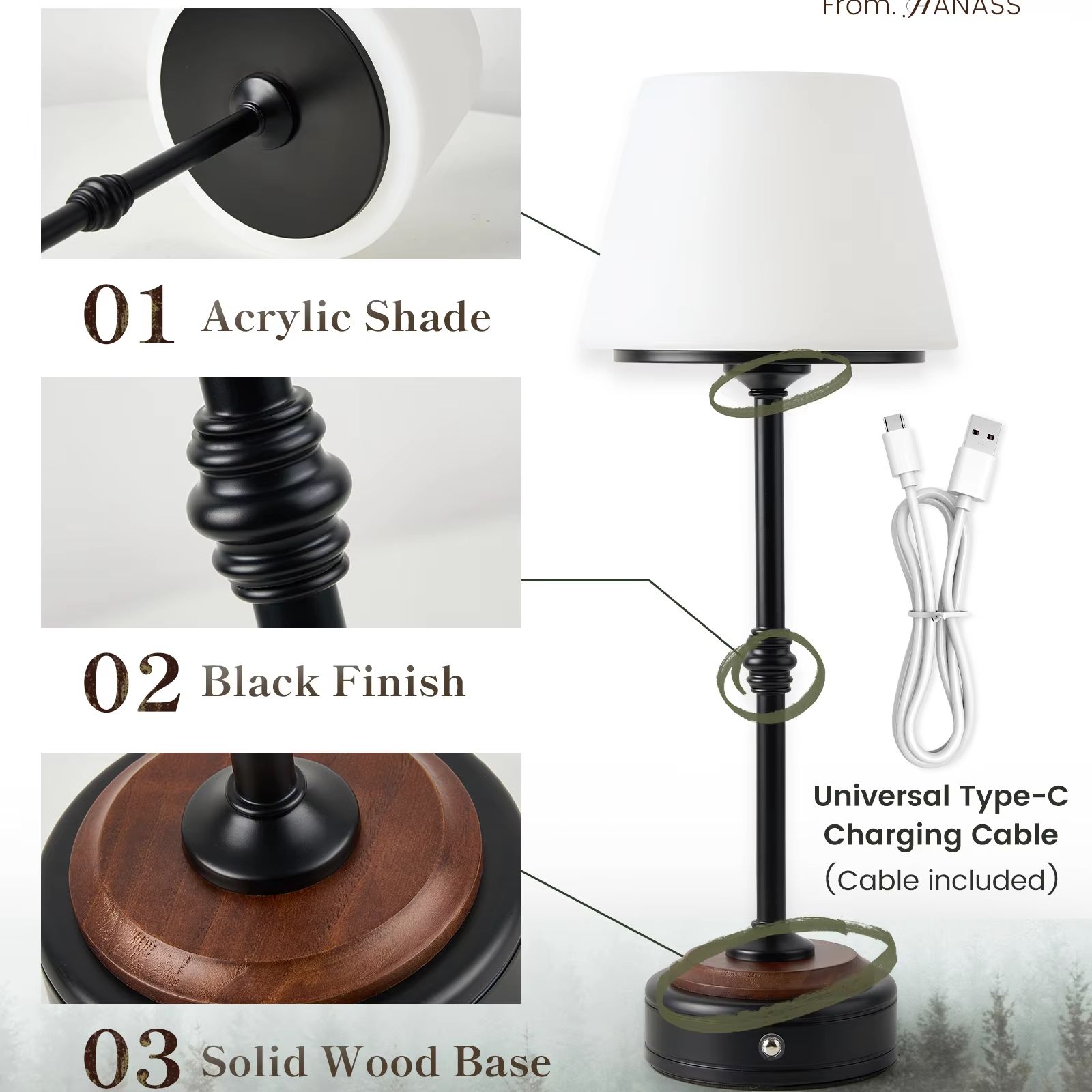 โคมไฟตั้งโต๊ะไร้สาย ชุดโคมไฟแบ - Desk Room Setup บทวิจารณ์และราคา