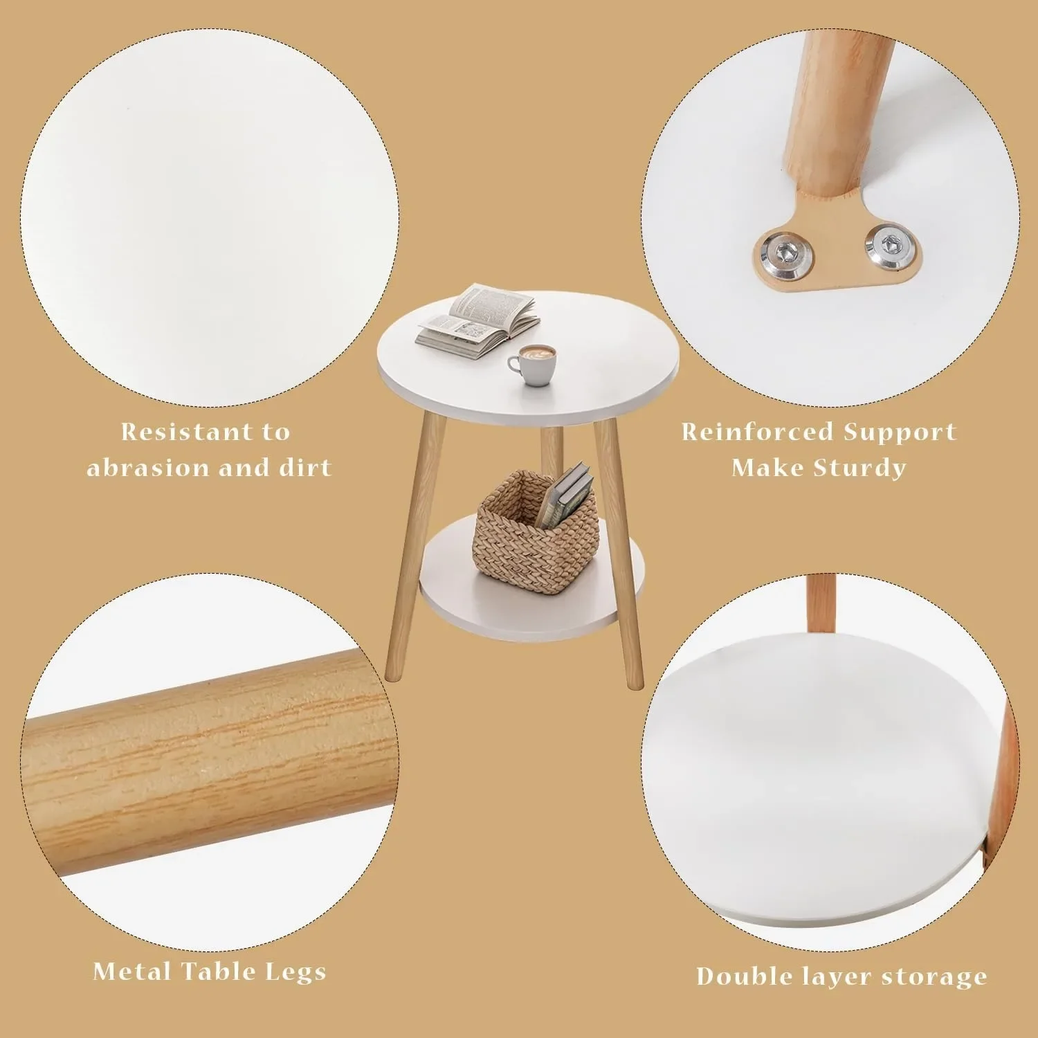 โต๊ะกินข้าวทรงกลมสองชั้นโต๊ะไม - Desk Setup Minimalist บทวิจารณ์และราคา
