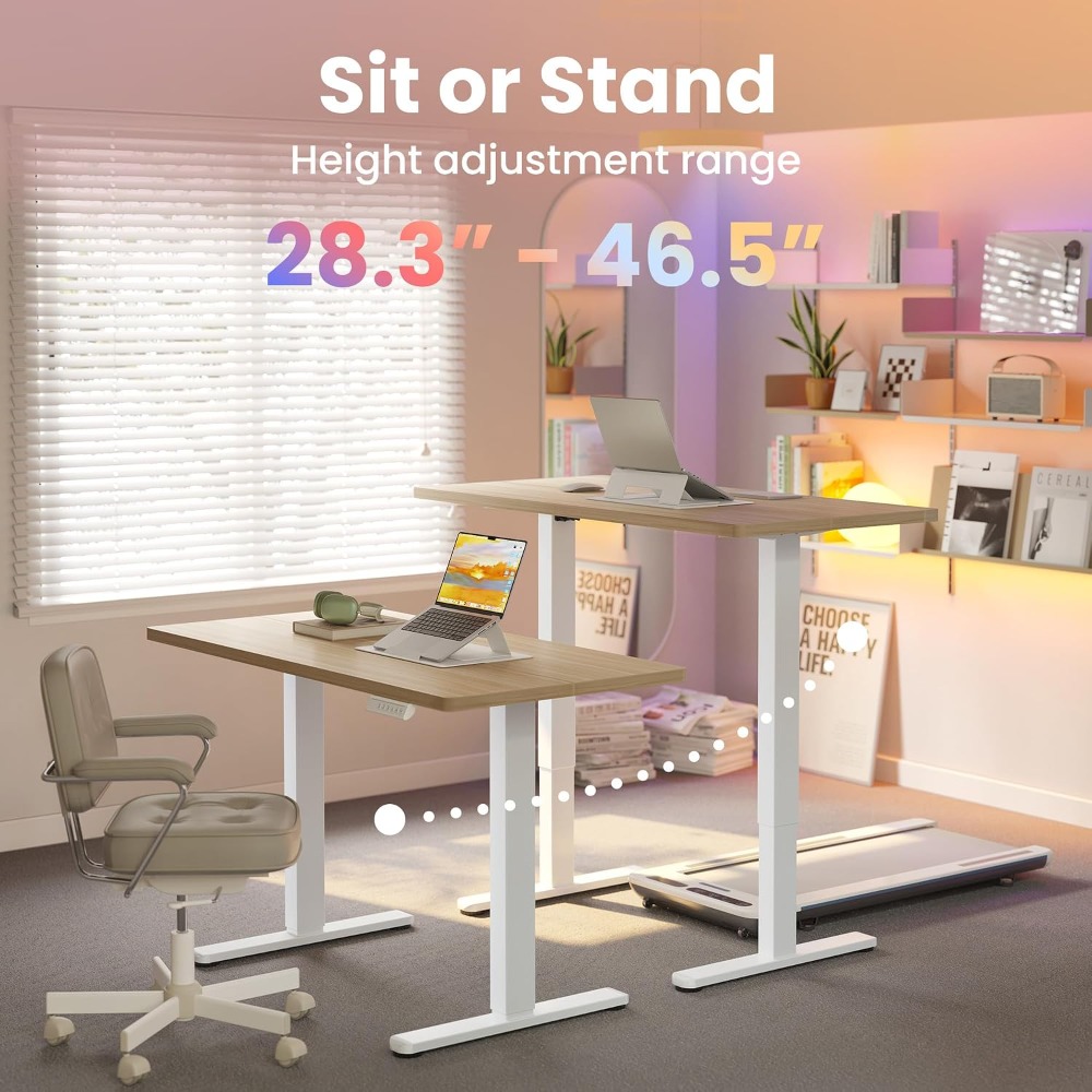 โต๊ะทำงานไฟฟ้าขนาดเล็ก ปรับระด - L Shaped Desk Setup บทวิจารณ์และราคา