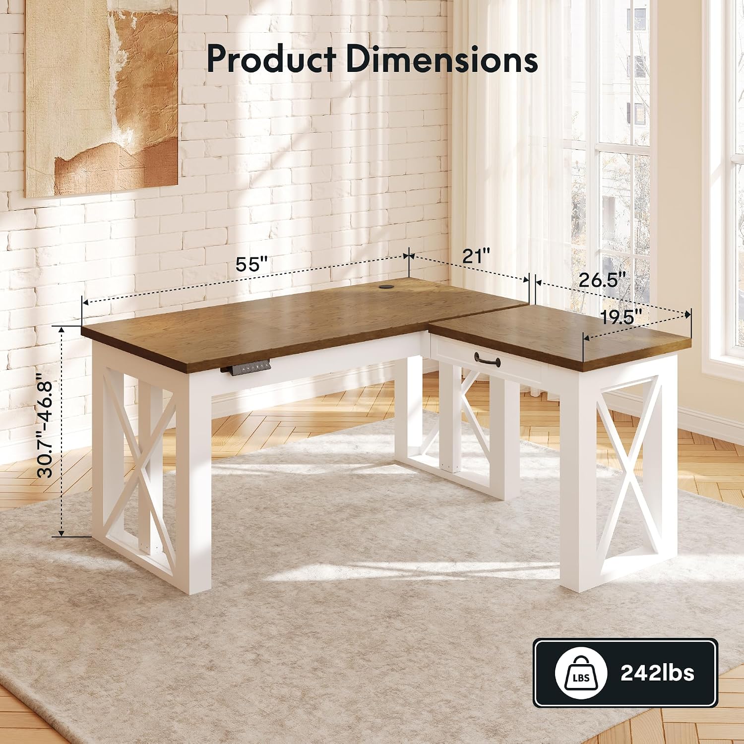 โต๊ะทำงานทรงตัว L พร้อมลิ้นชัก - L Shaped Desk Setup บทวิจารณ์และราคา