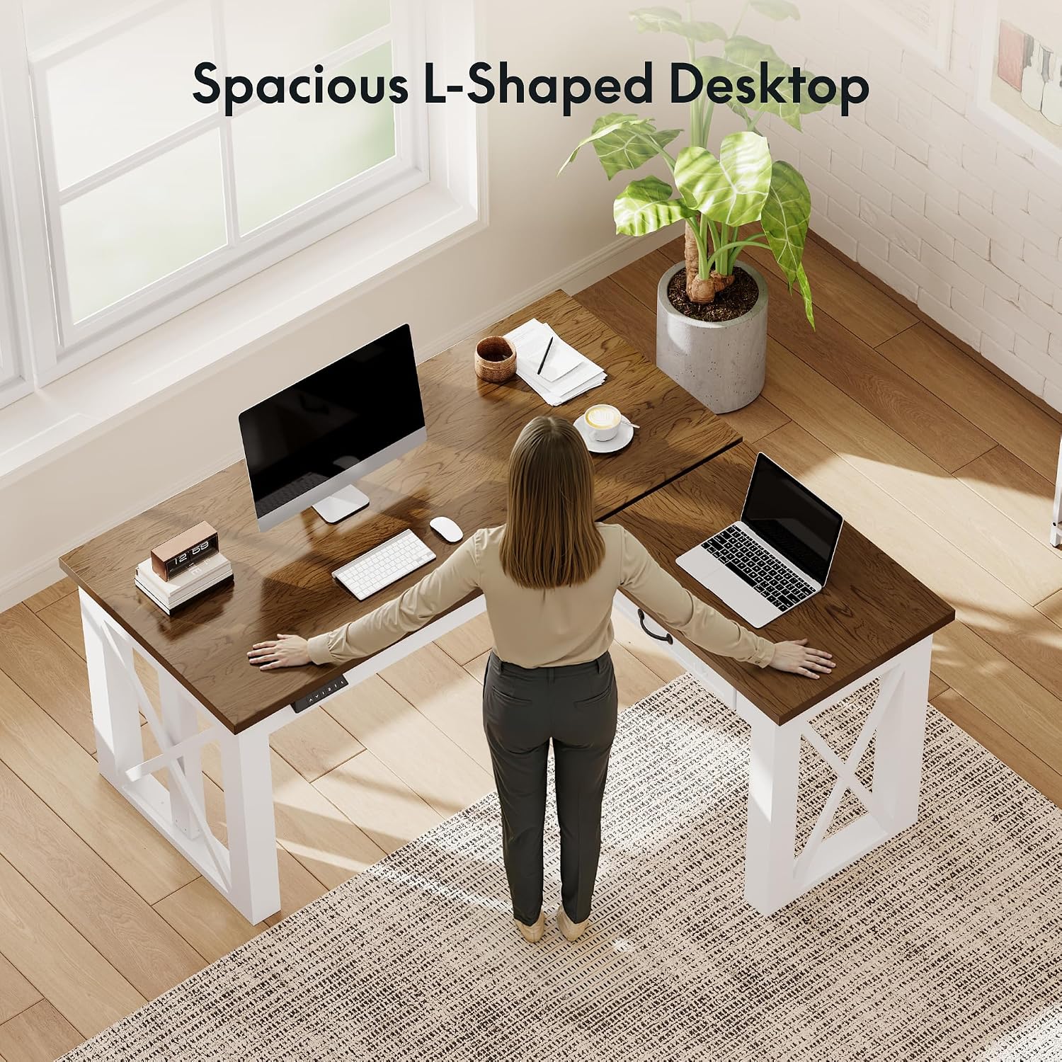 โต๊ะทำงานทรงตัว L พร้อมลิ้นชัก - L Shaped Desk Setup บทวิจารณ์และราคา