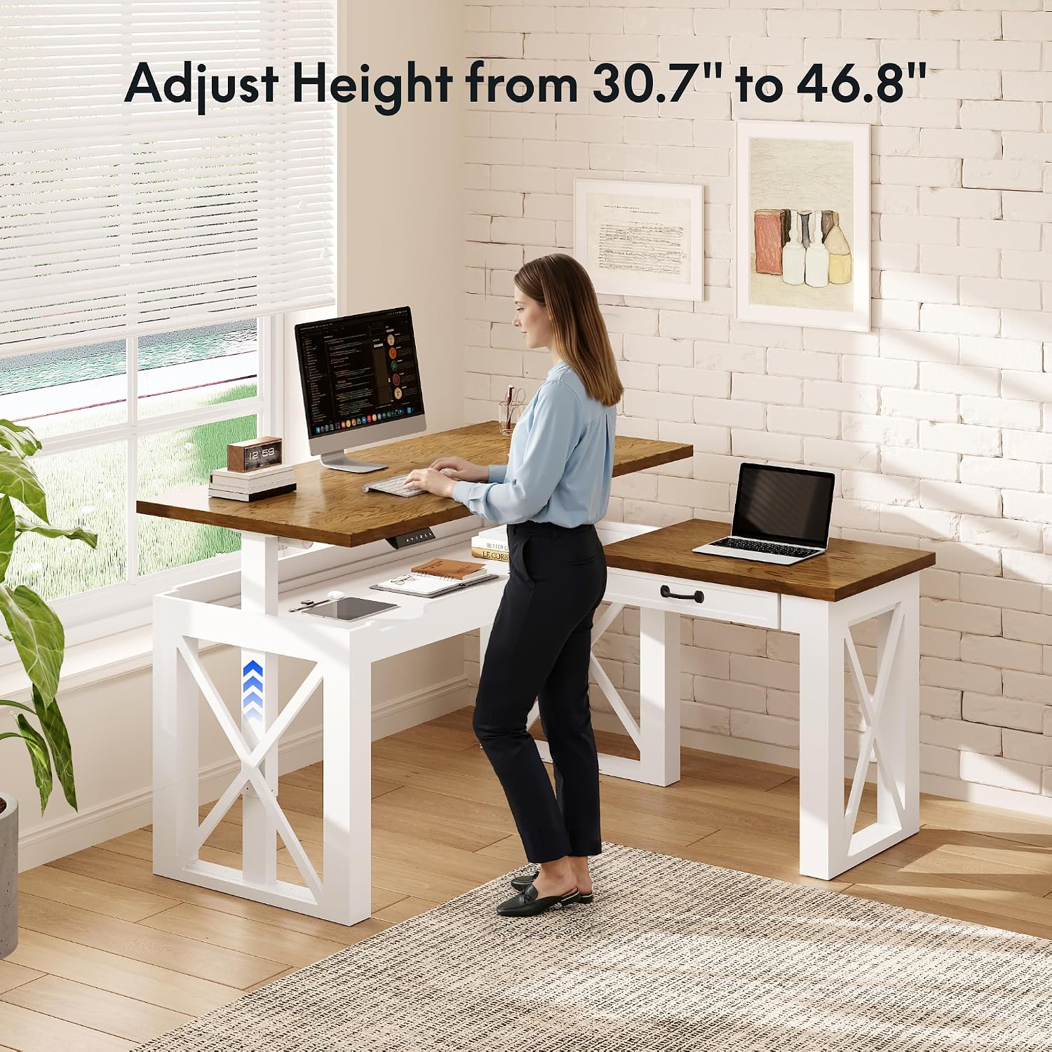 โต๊ะทำงานทรงตัว L พร้อมลิ้นชัก - L Shaped Desk Setup บทวิจารณ์และราคา