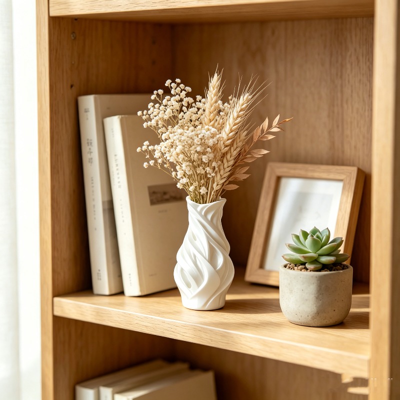 แจกันลายคลื่นพิมพ์ 3 มิติ สีขา - Desk Setup Minimalist บทวิจารณ์และราคา