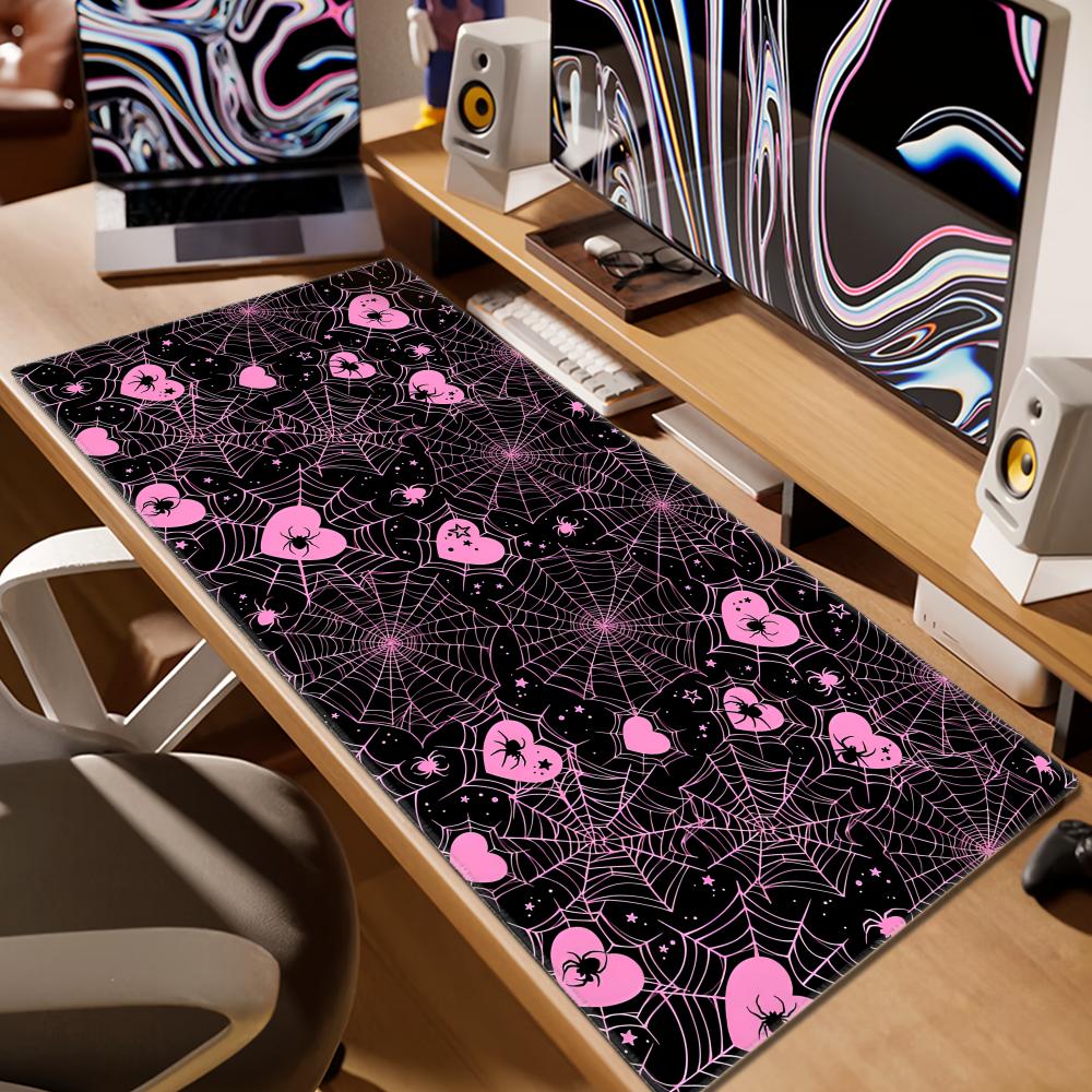 แผ่นรองเมาส์ลายใยแมงมุมสีขาวหร - Desk Setup Pink บทวิจารณ์และราคา