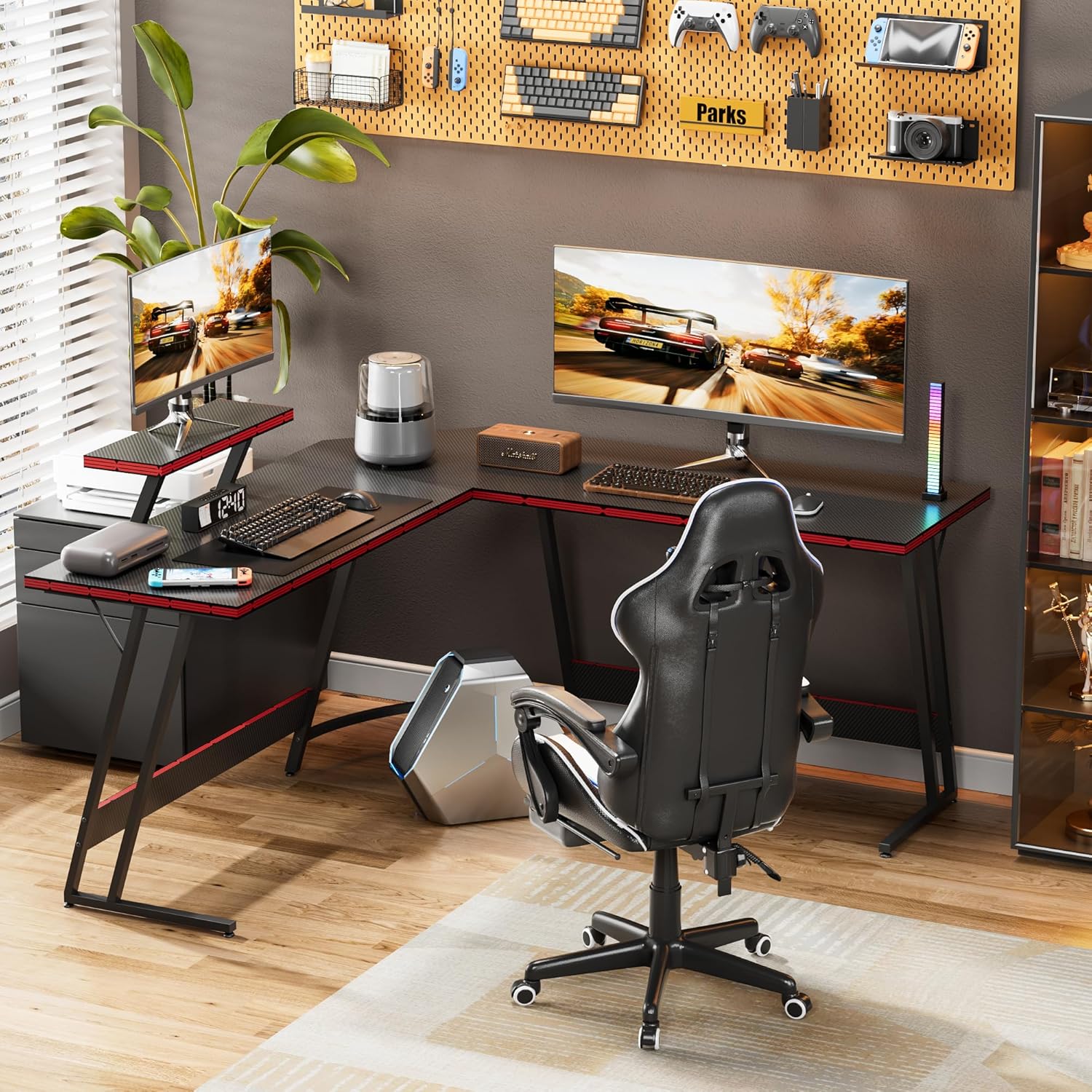 โต๊ะเล่นเกมปรับระดับได้รูปตัว  - L Shaped Desk Setup บทวิจารณ์และราคา