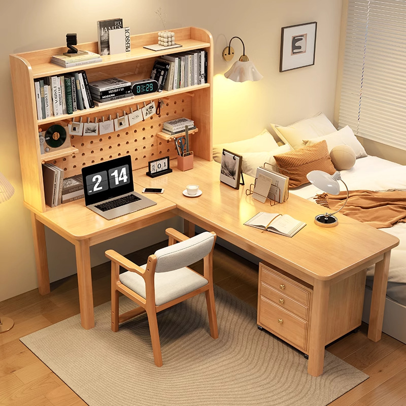 โต๊ะทำงานไม้จริงทรงตัวแอล 7 รู - L Shaped Desk Setup บทวิจารณ์และราคา