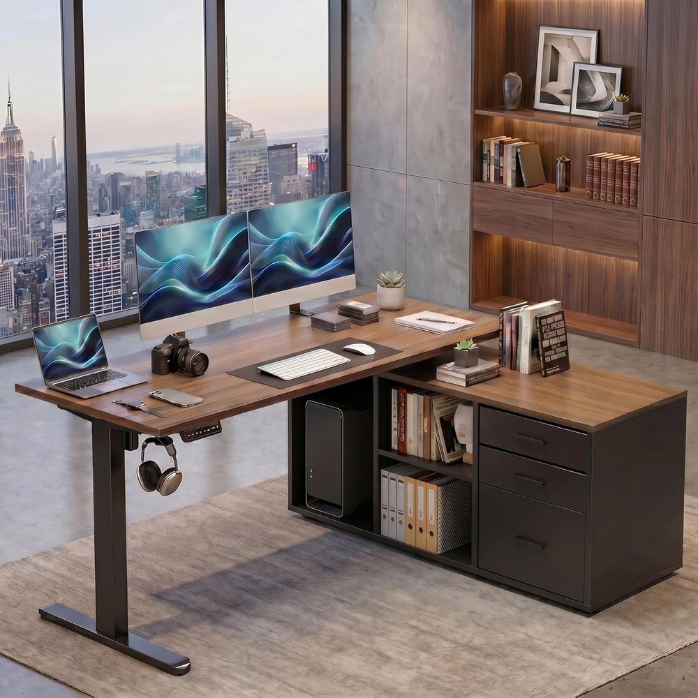 โต๊ะทำงานแบบยืนรูปตัว L ขนาด 5 - L Shaped Desk Setup บทวิจารณ์และราคา