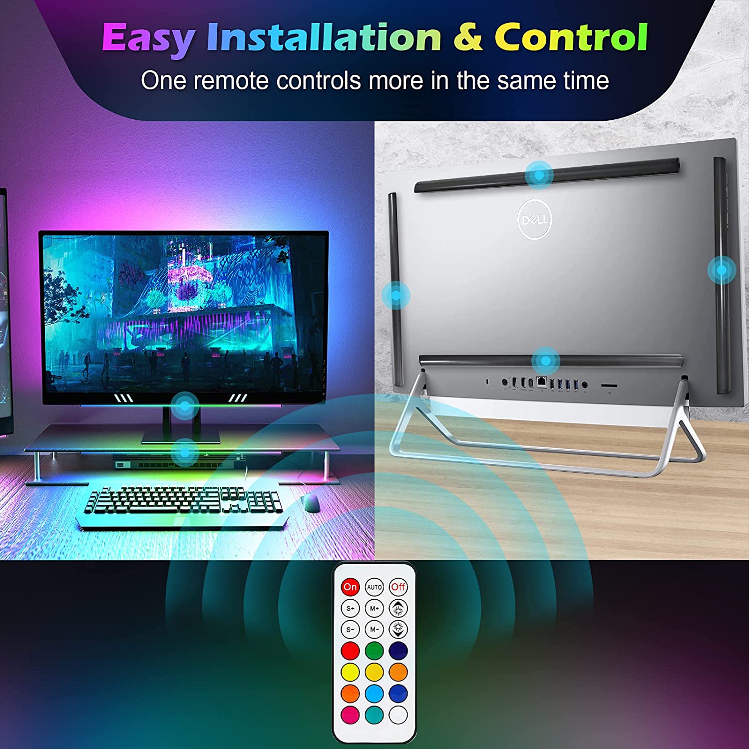 ภายใต้แถบแสงจอภาพ RGB Dreamcol - Desk Room Setup บทวิจารณ์และราคา