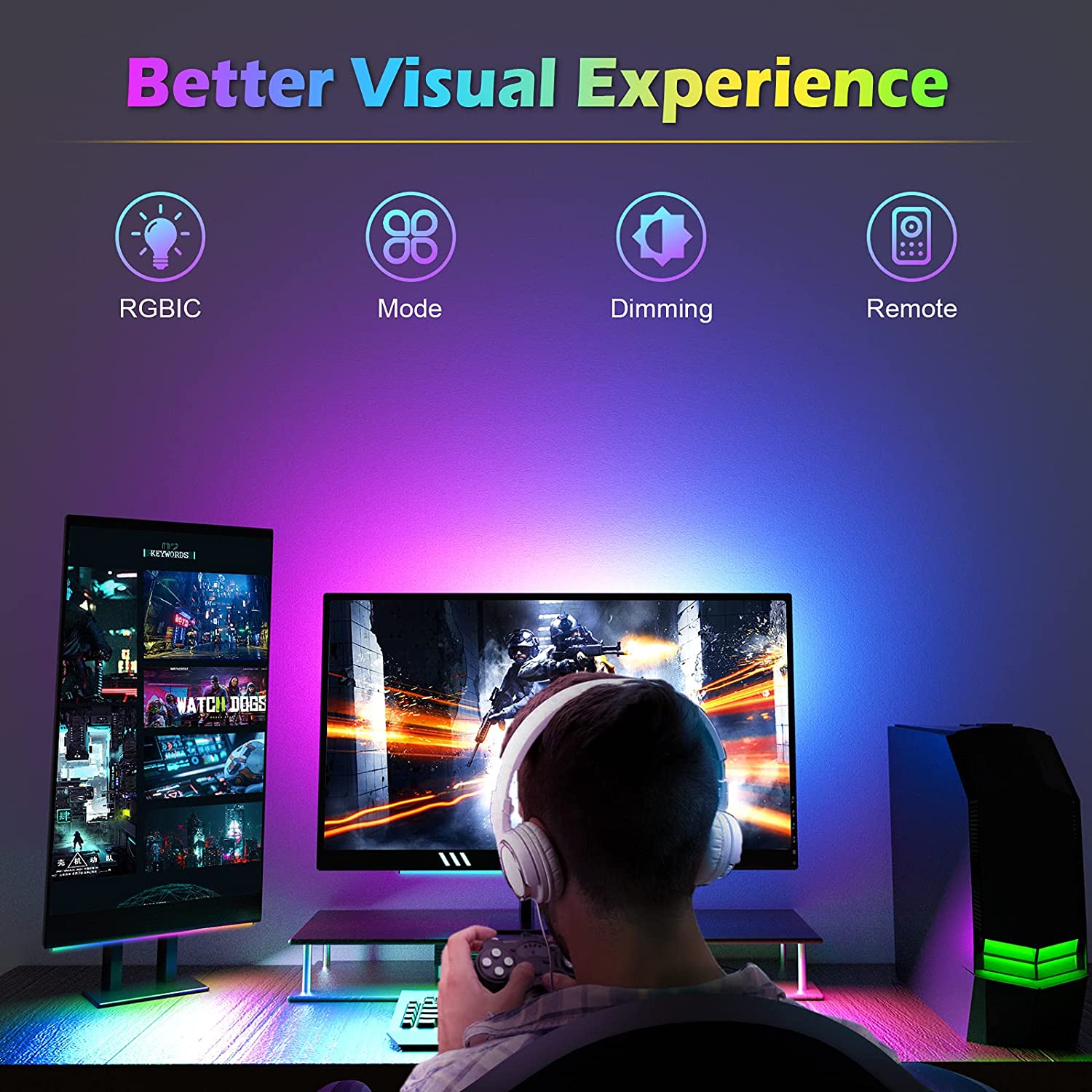ภายใต้แถบแสงจอภาพ RGB Dreamcol - Desk Room Setup บทวิจารณ์และราคา
